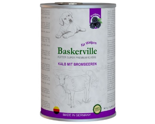 Корм для цуценят Баскервиль Baskerville консерва Телятина з ожиною 800г