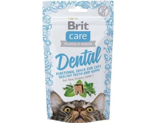 Лакомство для котов Dental для поддержания здоровья зубов с индейкой 50 г Brit Care