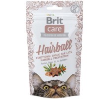 Лакомство для котов Hairball для выведения шерсти с псиллиумом и лингноцеллюлозой 50 г Brit Care