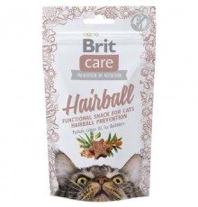 Лакомство для котов Hairball для выведения шерсти с псиллиумом и лингноцеллюлозой 50 г Brit Care