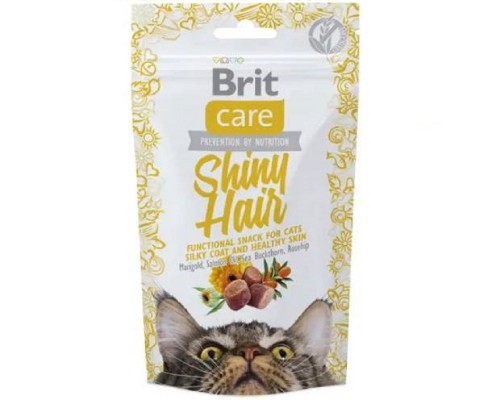 Ласощі для котів Брит для підтримки гарної шерсті Brit Care Cat Snack Dental з лососем 50 г
