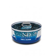 Влажный корм для котов ФарминаN&D Grain Free OCEAN TUNA AND SALMON тунец лосось 70 г