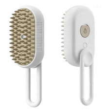 Паровая щетка массажер с ручкой Steamy Brush E-W3317 для вычесывания собак и кошек с паровым распылителем белая Китай