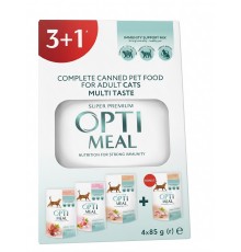 Корм для котов 3+1 Adult Cats Multi Taste №3  с разными вкусами 340 г Optimeal