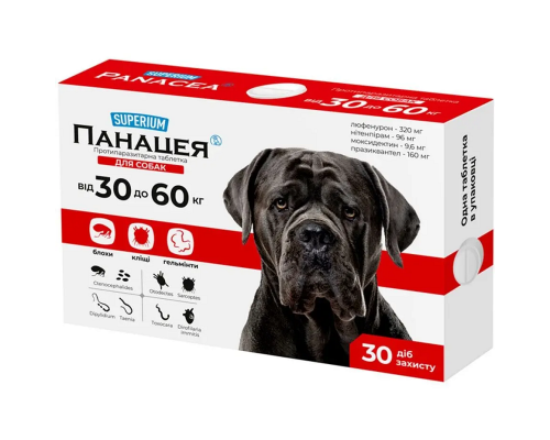 Таблетка для собак 30-60 кг Панацея противопаразитарное средство №1 Superium