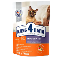 Сухой корм для взрослых котов Adult Cats Indoor 4 in 1 живущих в помещении 900 г Клуб 4 лапы