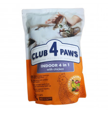 Корм для котів CLUB 4 PAWS Преміум, що живуть в приміщенні 4 в 1 повнораціонний сухий корм для дорослих котів 900 г
