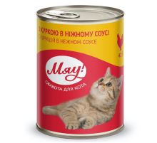 Корм для взрослых котов с курицей в нежном соусе 415 г Мяу
