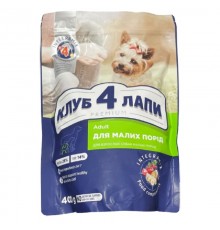 Сухой корм для собак малых пород Adult Small Breeds Duck с уткой 400 г  Клуб 4 лапы