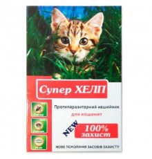 Ошейник для котят противопаразитарный Супер Хелп New 35 см зеленый Круг