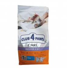 Сухий корм для дорослих котів Adult Cats Indoor 4 in 1 що живуть у приміщенні  ягня 2 кг Клуб 4 лапи