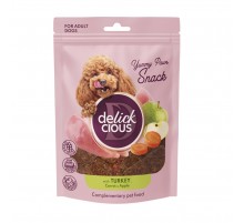 Ласощі для собак снеки сушені з індичкою, морквою і яблуком 80г Delickcious