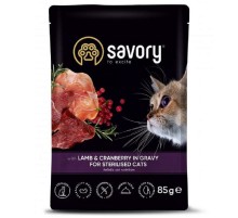 Корм для стерилізованих котів Sterilised Cats with Lamb and Cranberries in Gravy шматочки ягняти з журавлиною в соусі 85 г Savory