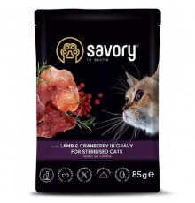 Корм для стерилизованных котов Sterilised Cats with Lamb and Cranberries in Gravy ягненок с клюквой в соусе 85 г Savory