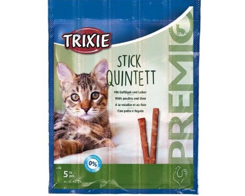 Лакомство для котов Premio Stick Quintet с домашней птицей и печенью 5 шт по 5 гр Trixie 42724