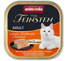 Корм д/кот Амонд Vom Feinsten Adult Chicken Beef + Carrots консервы курица говядина морковь 100г AM-83262