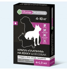 Капли на холку для собак 4-10 кг Platinum протипаразитарний препарат 1 мл №4 Vitomax