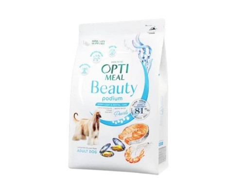 Сухий корм для собак Beauty Podium Shiny Coat Dental Care блискуча вовна догляд за зубами з морепродуктами 1,5 кг Optimeal