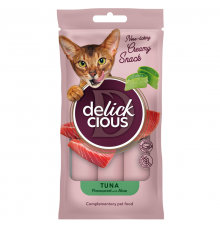 Лакомство для котов Tuna Flavoured with Aloe кремовое лакомство тунец с добавлением алоэ 4 шт*15 г Delickcious Акция 1+1