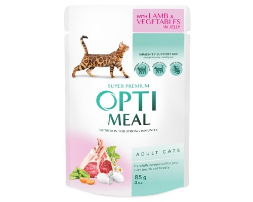 Корм для котів Lamb and Vegetables з ягням та овочами у желе 85 г Optimeal