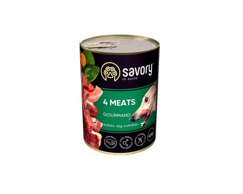 Корм для собак консерва Сейвори SAVORY Gourmand 4 вида мяса 200 г