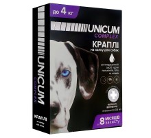Капли на холку Unicum Сomplex от блох клещей и гельминтов для собак 0-4 кг №4 Unicum