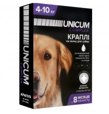 Капли на холку для собак 4-10 кг Unicum complex от блох, клещей и гельминтов №4 Unicum
