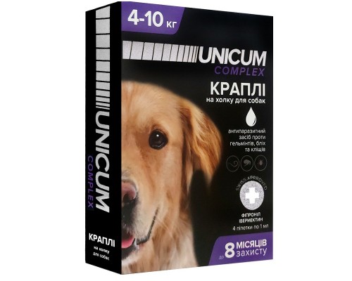 Краплі від бліх, кліщів і гельмінтів на холку Unicum complex для собак 4-10 кг №4