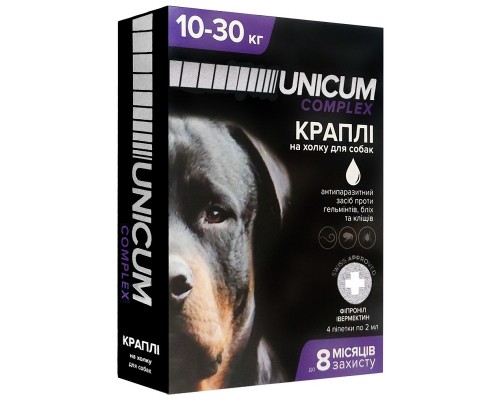 Краплі від бліх, кліщів і гельмінтів на холку Unicum complex для собак 10-30 кг №4