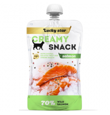 Лакомство для котов Creamy Snacks Salmon нежное пюре из мякоти дикого лосося 85 г Lucky Star