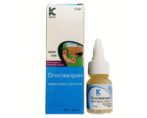 Отоспектрін краплі вушні для котів і собак 15 мл Kela