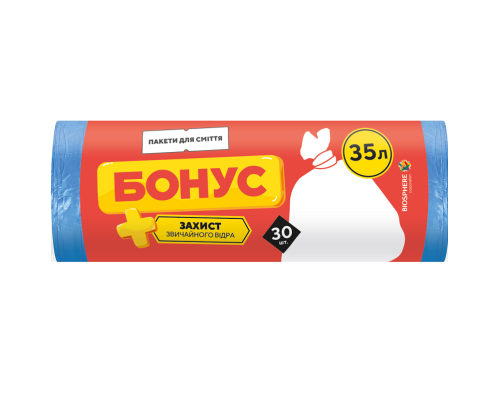 БОНУС Пакет для сміття П/Е 45*55 35л/30 синій