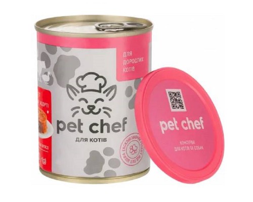Корм м'ясний асорті для дорослих котів паштет 360 г Pet Chef