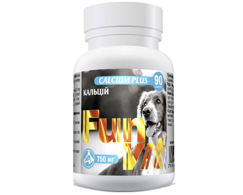 Таблетки для собак и кошек Calcium Plus витамины для здорового роста животного №90 FunVit срок 03.2027