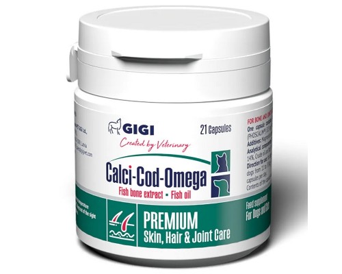 Капсулы для собак и котов Calci-Cod-Omega витаминно-минеральный комплекс для суставов костей и шерсти №21 GIGI