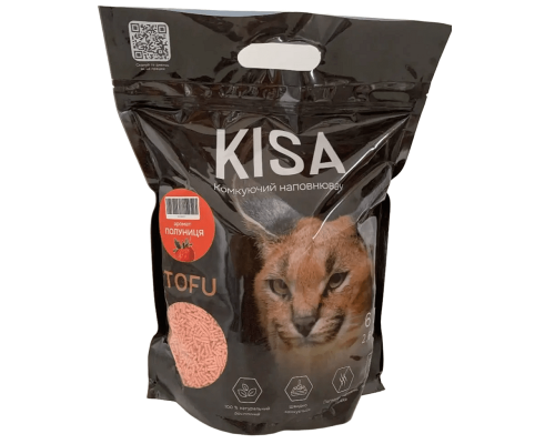 Наповнювач для котячих туалетів соєвий Kisa Tofu Strawberry з ароматом полуниці 2,6 кг 6 л TOP CAT