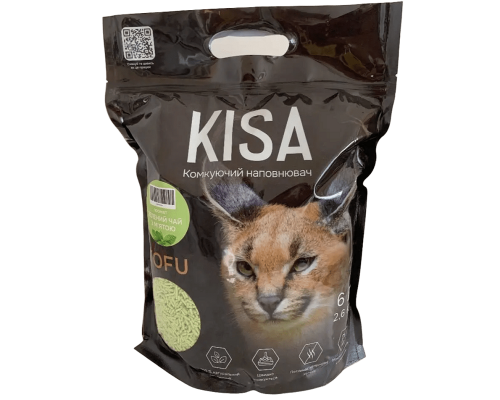 Наповнювач для котячих туалетів соєвий Kisa Tofu Green Tea Mint з ароматом зеленого чаю та м\'яти 2,6 кг 6 л TOP CAT
