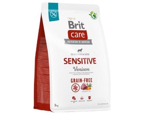 Корм д/соб Бріт с чутливим травленням всіх порід з олениною  Brit Care SENSITIVE 3кг\172209/559145