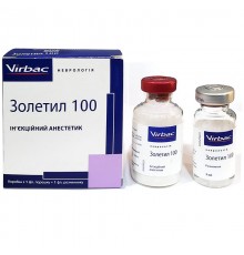 Набір для ін'єкцій Золетіл 100 1 порошок флакон + 1 флакон розчинник Virbac термін 03.2026