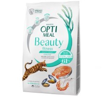 Сухой корм для стерилизованных котов Beauty Fitness Sterilised Healthy Weight для физического состояния с морепродуктами 1,5 кг Optimeal