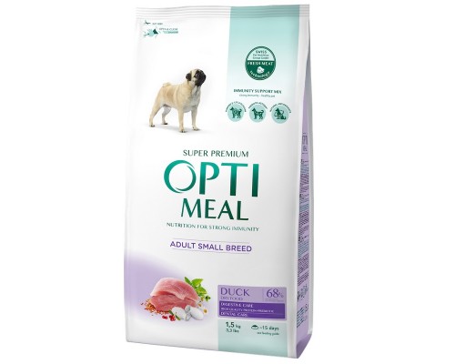 Сухой корм для собак малых пород Adult Dogs Small Duck с уткой 1,5 кг Optimeal