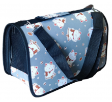 Сумка переноска для животных Коты голубая 35*38*12*23 см  S