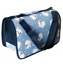 Сумка переноска для животных Коты голубая 35*38*12*23 см  S
