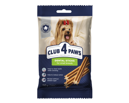 Лакомство для собак мелких пород Premium Dental Sticks жевательные палочки с мясом 110 г Клуб 4 лапы