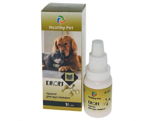 Капли для ушей кошек и собак с ионами серебра 15 мл Healthy Pet