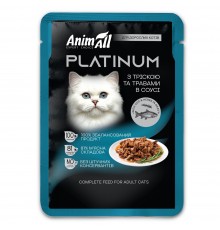 Корм для котов АнимАлл AnimAll PLATINUM Пауч с Трескою и Травами в соусе 85г