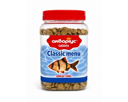 Корм для аквариумных рыб Classic Menu в таблетках 300 г Аквариус
