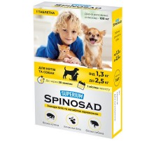 Спіносад SUPERIUM Spinosad таблетка для котів та собак 1,3-2,5 кг 