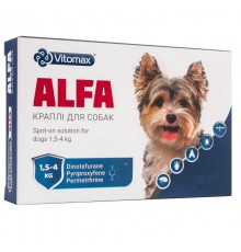 Краплі протипаразитарні Альфа Alfa для собак 1,5 – 4 кг 0,8 мл*1 ампула Vitomax 