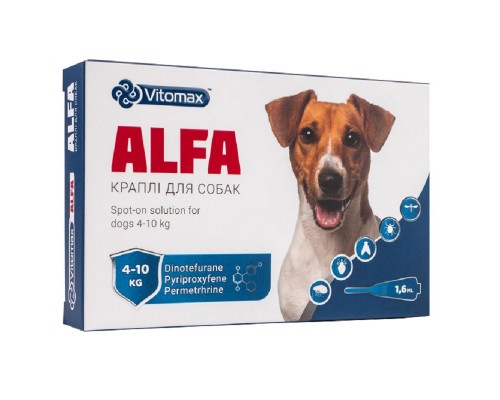 Краплі протипаразитарні Альфа Alfa для собак 4–10 кг 1,6 мл*1 ампула Vitomax